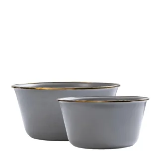 Emaille Schüssel Set 2-teilig robust Metall slate grey | Barebones Hochwertiges Emaille-Geschirr für die Outdoorküche, Camping & Garten.