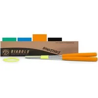 Diabolo Freizeitsport Diabolo Handstäbe aus Aluminium (32,5 cm) mit Ersatzschnur - in 4 Farben, (Set, 1-tlg), Diabolo Sticks (orange/silber) aus Alu mit Moosgummi Griff für Kinder