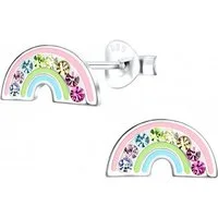 ALEXANDER YORK Paar Ohrstecker REGENBOGEN rosa mit Kristall bunt, 2-tlg., 925 Sterling Silber