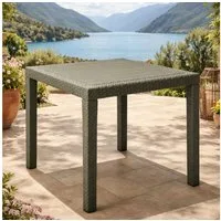 Progarden Gartentisch Balkontisch Terrassentisch Rattanoptik Bistrotisch 80x80cm Grün (Stück, 1-St., Packung), UV-Beständig, Robust, Wetterfest, Made in Italy, Hochwertig