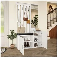 BELUPAI Garderobenständer Weiß Garderobe Set 180cm, (Set, 1 St., Garderobe mit Spiegel, Schuhschrank, Schuhbank und Kleiderstange), für Wohnzimmer, Schlafzimmer, Flur, 100 x 40 x 180cm