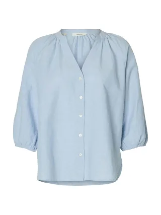 Selected - Leinenhemd - SLFCLEO-ALBERTA blau - Gr. - 34