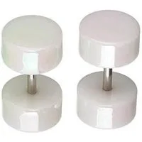 Karisma Plug Karisma 1 Paar Fake Plug Tunnel Acryl Perle Look Ohrring Ohrstecker 8mm Farbwahl - Weiss