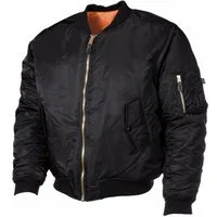MFH Bomberjacke US Pilotenjacke MA1, Mod., schwarz - XXL Paspeltaschen mit Patte und Druckknopf