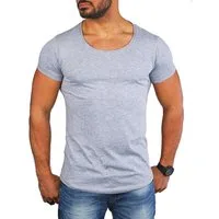 Young & Rich T-Shirt Herren Uni Basic rundhals Ausschnitt vintage Look Unterziehshirt 1702 Rundhalsauschnitt unifarben kurzarm slim fit