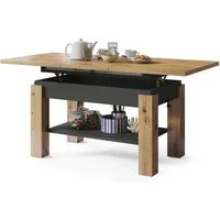 designimpex Couchtisch Couchtisch Astoria Eiche Artisan Anthrazit höhenverstellbar ausziehbar, Funktionstisch, Wohnzimmertisch, Tisch, Esstisch, Sofatisch
