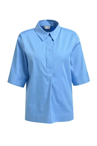 Milano Italy - shirt blouse half placket 1/2 sleeve ocean - Gr. - 42