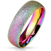 BUNGSA Fingerring 64 (20.4) Regenbogen Ring sand-gestrahlt Diamantoptik Edelstahl (Ring, 1-tlg), Damen Herren