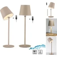JUST LIGHT LED Tischleuchte BOTERIA - Set 2 Stück, inkl. Flaschenaufsatz, Memoryfunktion, LED fest integriert, Warmweiß, Akkubetrieben, aufladbar, magnetisch, dimmbar, In- und Outdoor