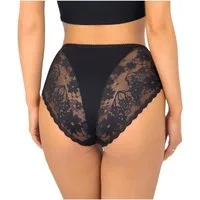 Donna Taillenslip 273 (2-St) Damen 2er Pack Taillen Slips Unterhosen florale Spitze Baumwolle