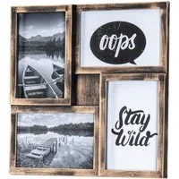 Levandeo® Bilderrahmen Collage, Bilderrahmen 4 Fotos 10x15cm Foto Aufsteller Kupfer Schwarz