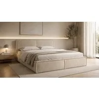 MOEBLO Polsterbett BETT 04 (Bezug: aus Cord, Doppelbett mit Kopfstütze, Rahmenbettgestell 160x200, mit Bettkasten und Lattenrost), mit Bettkasten