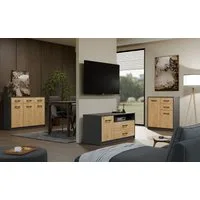 Raumhirsch Furniture Lowboard Fernsehschrank, TV-Kommode, TV Schrank (Maße 109 x 53 x 45 cm, einfache Montage), 2 Schubladen, 1 Tür, offenes Fach, viel Stauraum