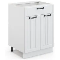 Vicco Unterschrank Fame-Line, Weiß Landhaus/Weiß, 60 mit Schublade, ohne Arbeitsplatte (1-St)