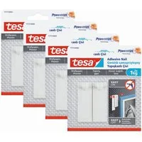 tesa Klebehaken POWERSTRIPS Klebenagel mit max. 1 kg Haltekraft für Bilder, Dekoration, Leinwände, Bilder, Girlanden, Lichterketten, (Spar-Set, 8-St., inkl. Powerstrips), Klebehaken - POWERSTRIPS Doppelseitig - Tapete & Putz - 8er Pack