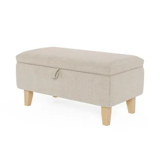 Livingandhome Polsterhocker, Beige, Holz, Rechteckig, 71x34x37 cm, Wohnzimmer, Hocker