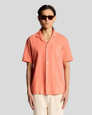 Lyle & Scott Resort-Hemd mit Broderie-Muster – Koralle