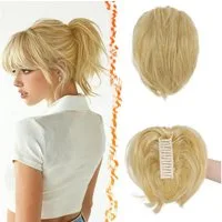 LuxusKollektion Echthaar-Extension Pferdeschwanz Echthaar 20cm Krallenklemme Messy Dutt Blond Blond Mix