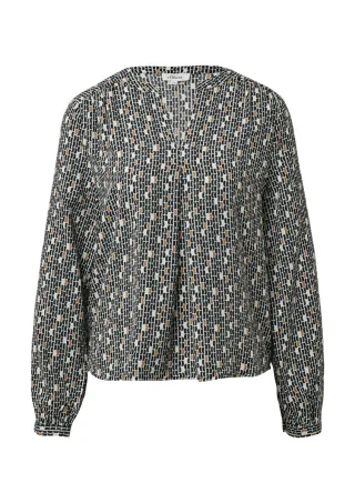 s.Oliver Red Label - Luftige Tunika-Bluse mit All-over-Print schwarz - Gr. - 34