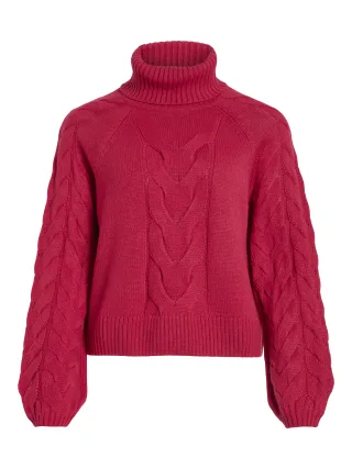 VILA - VIOA L/S CABLE ROLLNECK KNIT TOP/PB - Gr. - L