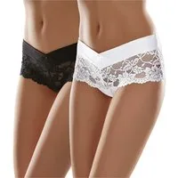 Merry Style Lange Unterhose Damen Unterhose Hipster Hot Pants mit Spitzenbesatz MSGAB155-2P (1-St)