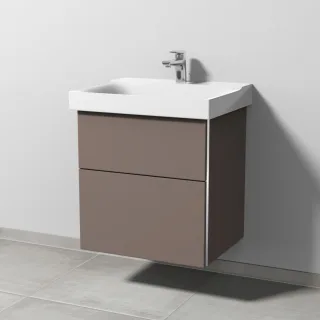 Sanipa 3way Waschtischunterbau zu Geberit Xeno2 Waschtisch mit 2 Auszügen, Taupe-Matt BP6601T