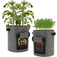 Spetebo Blumentopf XXL Kartoffel Pflanzsack - 2er Set / je 70 Liter (2er Set, 2 St., Pflanzsack), Pflanzbeutel mit Griffen und Sichtfenster