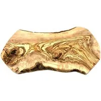 Olivenholz-erleben Schneidebrett Naturschnitt aus hochwertigem naturbelassenem Olivenholz, Massivholz, (1-St), Einzigartige Maserung, rustikale Kante, organische Form, L ca. 50 cm