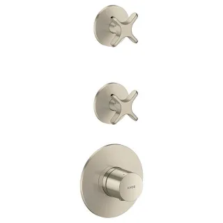 hansgrohe AXOR One Thermostatmodul 48712820 Unterputz, 2 Verbraucher, mit Kreuzgriff, brushed nickel