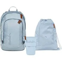 Satch Schulranzen Schulrucksack-Set AIR Nordic Ice Blue 3-teilig (3-teilig), Schulranzen, ergonomisch, Laptop-Fach, Your-Size-System