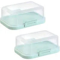 Engelland Butterdose Stapelbare Butter-/Käsedose, Kunststoff, (Vorteils-Set, 2-tlg., mit sicherem Klickverschluss), stapelbar, platzsparend, Ordnung im Kühlschrank, BPA-Frei, Mehrzweck