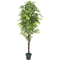 Kunstbaum Ficus Kunstpflanze Künstliche Pflanze mit Echtholz Kunstbaum 180 cm Ficus, Decovego, Höhe 180 cm