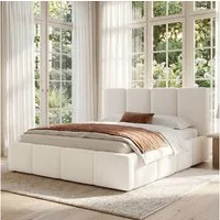 Flieks Polsterbett, Doppelbett 160x200cm mit Lattenrost und gepolstertem Kopfteil