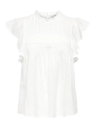 ONLY - ONLKATTI S/S DOBBY TOP WVN NOOS Cloud Dancer - Gr. - L