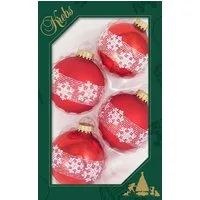 Krebs Glas Lauscha Weihnachtsbaumkugel Schneekristall, Weihnachtsdeko rot, Christbaumschmuck (4 St), Christbaumkugeln aus Glas