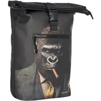 NEW REBELS Laptoprucksack Roll Up RollTop Kurier Rucksack Freizeitrucksack Mart Art New York, wasserabweisend, Laptopfach, Kunstmotiv Gorilla