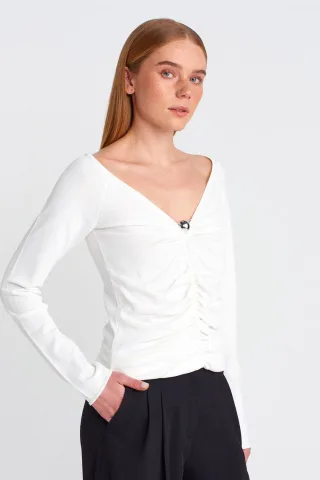 Damen Slim Fit Ripp-Strick V-Ausschnitt Pulli