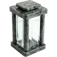 KOKA Dekoobjekt Grab-Lampe Granit Oliven Grün Friedhofs-Laterne, (1 St), Grab-Licht, eckig, modern, hochwertig, mit Glastür, witterungsbeständig und robust