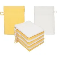 Betz Waschhandschuh 10 Stück Waschhandschuhe Premium 16x21 cm Farbe honiggelb - weiß, (Set, 10-St), Waschlappen Set