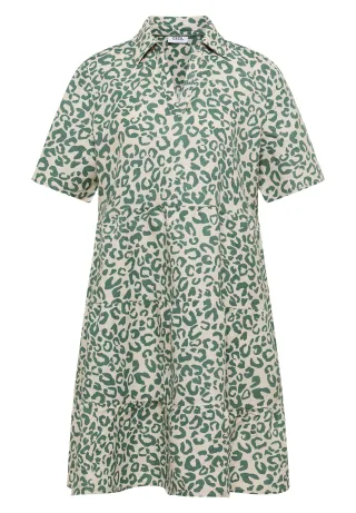 CECIL - Knielanges Kleid aus Leinenmix mit Print macadamia beige - Gr. - XS