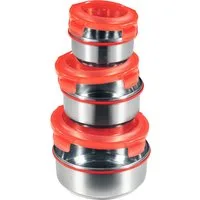 KING Frischhaltedose KLICKBOX, Dose inkl. Deckel, Edelstahl, (Set, 6-tlg), luftdicht, Inhalt ca.: 1.200 ml, 650 ml, 350 ml