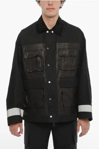Utility-Jacke mit Rippkragen in Schwarz