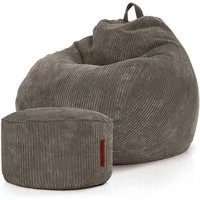 Green Bean Sitzsack XXL Sitzsack Scoop + Hocker aus Cord, Indoor Sitzkissen mit Sitzhocker, Relax Sessel