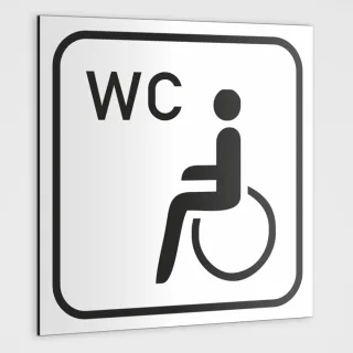 WC Hinweisschild, Behinderten-WC Schild-Aufkleber weiß 20 x 20 cm