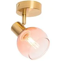 Qazqa LED Aufbaustrahler Vidro, ohne Leuchtmittel, Warmweiß, QAZQA Aufbau­spot, e14, Rosa, Stahl, Art Deco