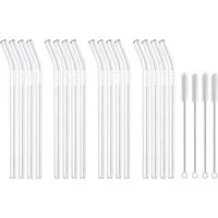 KeMar Kitchenware Trinkhalme Glastrinkhalme, (verschiedene Sets, 16-tlg., nach Auswahl), aus Borosilikat Glas