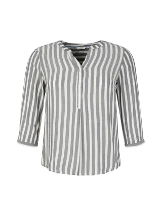 Tom Tailor - Plus Size - Henleybluse mit Streifenmuster offwhite navy vertical stripe - Gr. - 48