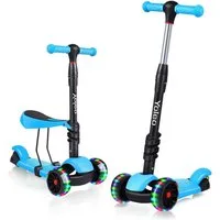 BremToy Scooter 3 in 1 Kinder Roller Scooter mit Sitz LED Räder ab 2 Jahre