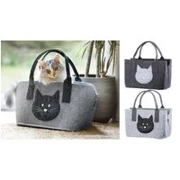 GILDE Dekoobjekt Filztasche in Dunkelgrau oder grau Katze Shopper Tragetasche, Handta