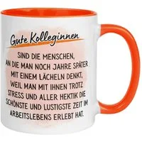 Momentals Tasse Kollegin – An Gute Kolleginnen denkt man mit einem lächeln – Abschied, Gratis Versand · Links-&Rechtshänder · Spülmaschinenfest